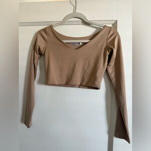 Tan Long Sleeve Crop Top. Ukrainian brand